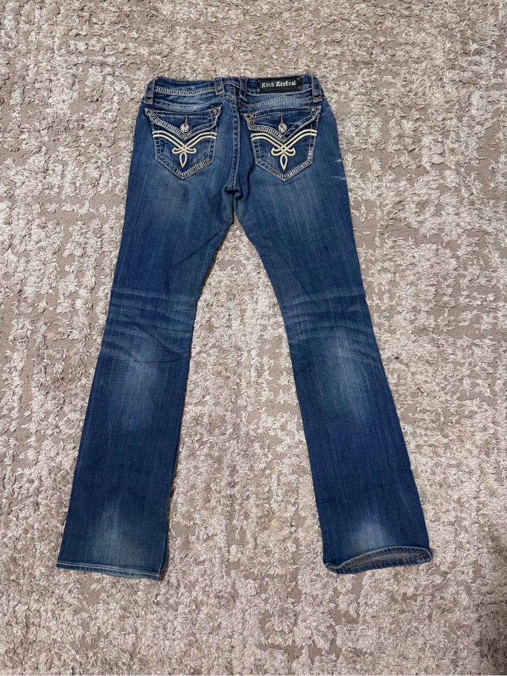 Rock Revival Women's Blue Boot Cut Jeans with Embroidered Back Pockets